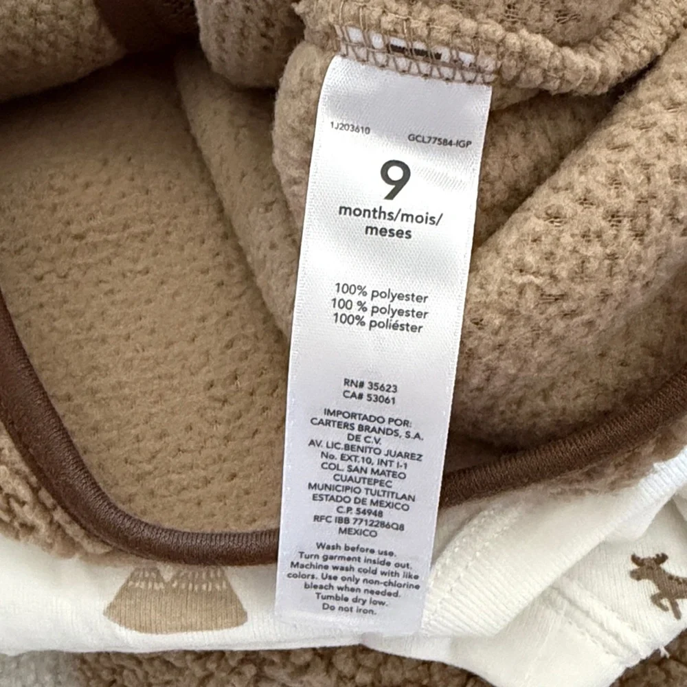 Carter's Baby 3-piece Sherpa Little Vest Set, Brown, 9M